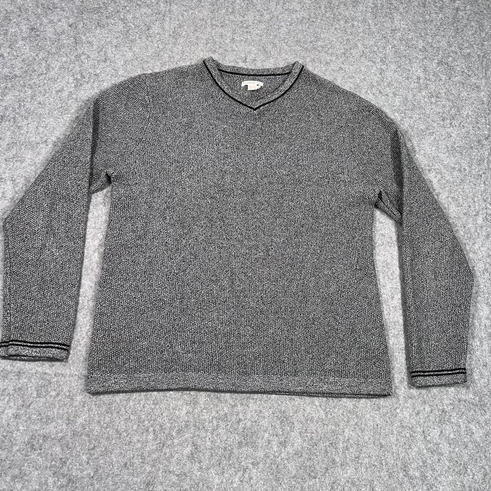 Carbon 2 Cobalt Black White Knit V-Neck Pullover‎ Sweater Men's Size Large